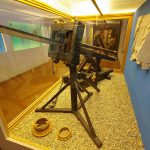 Schramm's reconstruction of the Ampurias catapult, now in the Saalburg Museum. Image: SBA73 Replica of a wooden bolt-shooting torsion weapon with ferrous and copper-alloy components mounted on a stand.