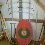 Reconstructed double-ended stakes, bows, shield, and various tools displayed at Kleinkastell Pohl. Image: MCB Reconstructed equipment displayed in a reconstructed barrack room.