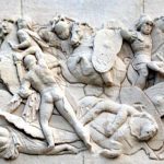 Detail of a battle frieze from the arch at Orange, including Roman infantry and cavalry. Image: Marianne Casamance Battle scene between Romans and Gauls.