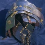 Top view of collapsed lorica segmentata showing the four principal interleaved components. This was how cuirass elements were stored in the Corbridge Hoard. Reconstructed by the Ermine Street Guard. Image: MCB Set of lorica segmentata collapsed and interleaved.