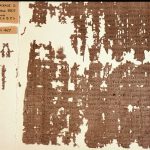 The verso of P Mich 8 467. Claudius Terentianus writes (in Latin) to his father (Cl. Tiberianus, a legionary speculator) who had already sent him some clothes, but Terentianus now wanted a battle sword, dolabra, grappling iron, two of the best spears, & more clothing. Image: CSAD Fragmentary papyrus with Latin writing in ink.