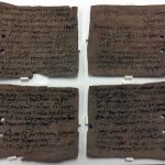 Letter from Octavius to Candidus mentioning sinew (vital for artillery and bows) and hides. Image: © The Trustees of the British Museum (CC BY-NC-SA 4.0) Both sides of two leaves from wooden ink writing tablets.