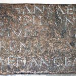 Dedicatory plaque of copper alloy recording the dedication of a shield and javelin to Vihansa by the centurion Q. Catius Libo Nepos of lrgio III Cyrenaica. Image: Royal Museums of Art and History, Brussels (CC BY-NC-SA 4.0) Rectangular copper alloy bearing an inscription in Latin, with triangular ansae on both of the short sides.
