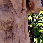 Detail of a statue of Mars from Aalen (DEU) showing the sword baldric (with phalera fastener) and scabbard slide. Image: G. Garitan (CC BY-SA 4.0) Detail of a stone statue of Mars wearing contemporary equipment.