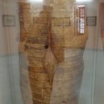 The Kasr el-Harit plywood shield, thought to be the only example of a curved Republican Roman legionary shield to survive (although it is often claimed as 'Celtic' or Hellenistic, despite the fact that only Roman shields seem to have been shaped to the body in this way). Now in the National Police Museum in Cairo (EGY). Image Ashashyou (CC BY-SA 4.0) Plywood shield with a spina and 'barleycorn' boss, all made of wood.